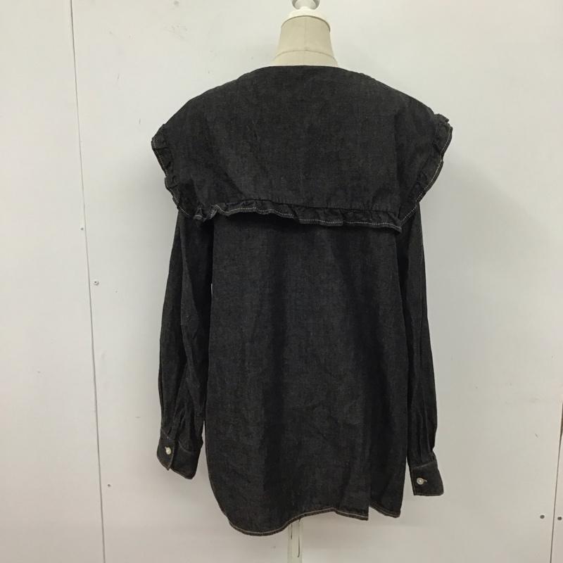 ヘザー Heather シャツ、ブラウス 長袖 長袖シャツ ビックカラーシャツ セーラーカラー デニムシャツ FREE 無地 黒 / ブラック / レディース USED 古着 中古 10109963