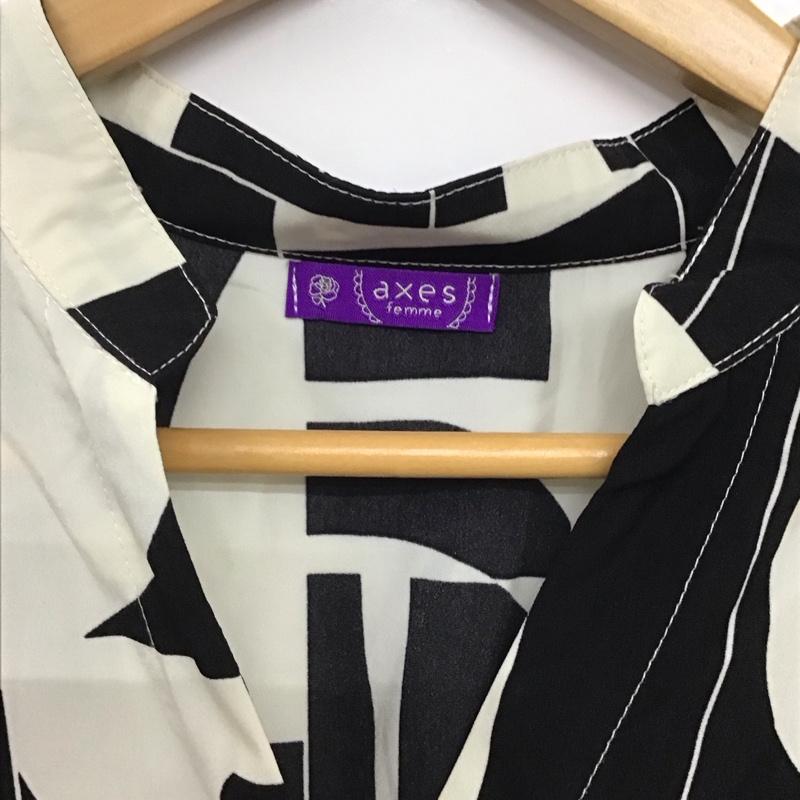 アクシーズファム axes femme ワンピース ロングスカート 半袖ロングワンピース フレアスカート シャツワンピース プリント 白 / ホワイト / X 黒 / ブラック / レディース USED 古着 中古 10136126