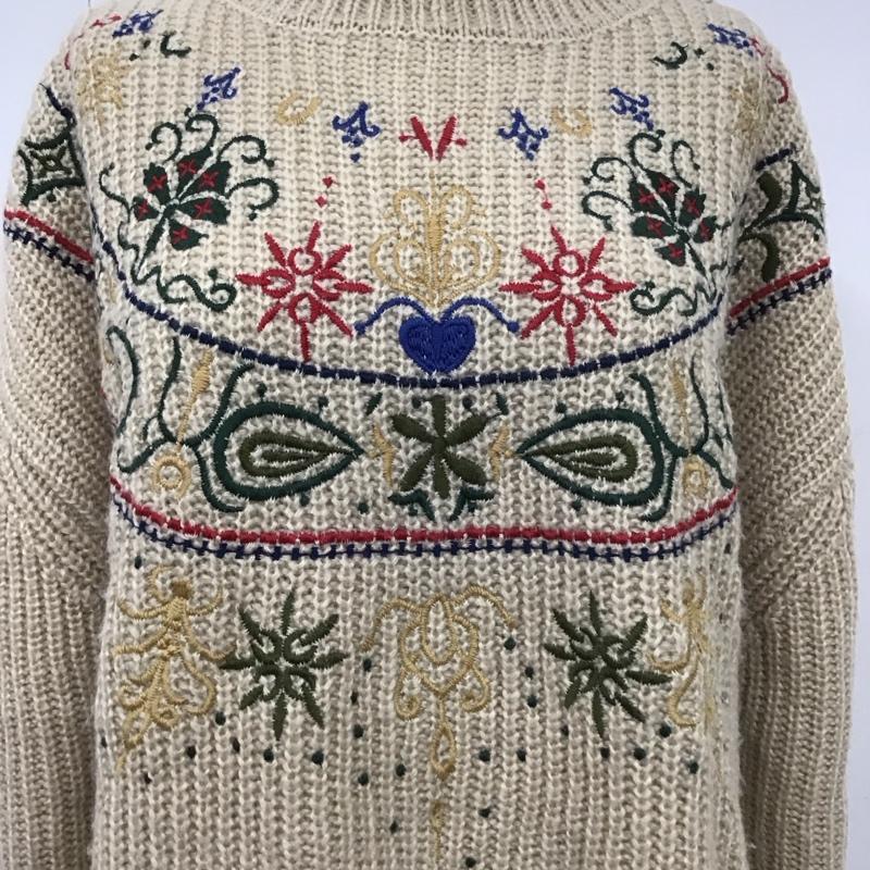 セレクトモカ select MOCA ニット、セーター 長袖 10004774-2 モックネック ハイネック FREE 刺繍 ベージュ / ベージュ /  レディース USED 古着 中古 10112040