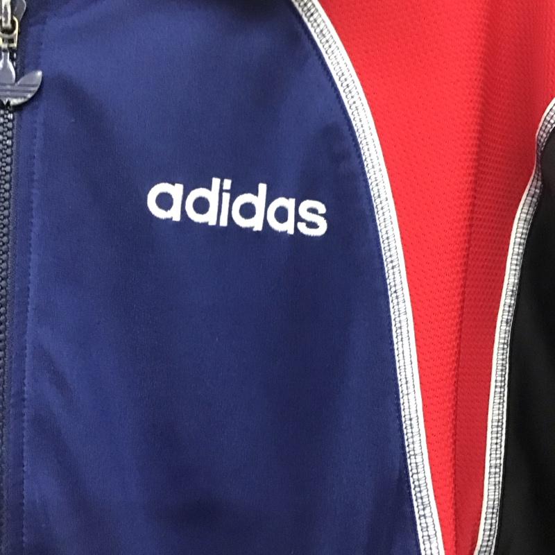 アディダス adidas ジャケット、上着 ジャケット、ブレザー ジップアップジャケット ジャージ スポーツウェア 古着 M ロゴ、文字 黒 / ブラック / X 赤 / レッド / X 紺 / ネイビー / メンズ USED 古着 中古 10137089