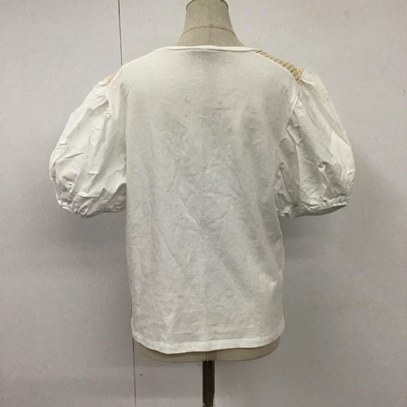 ザラ ZARA カットソー 半袖 5644 120 250 パフスリーブ L 無地 白 / ホワイト /  レディース USED 古着 中古 10114099