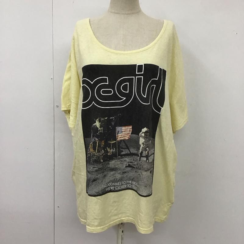 エックスガール X-girl Tシャツ 半袖 2 プリント 黄緑 / イエローグリーン / レディース USED 古着 中古 10113792