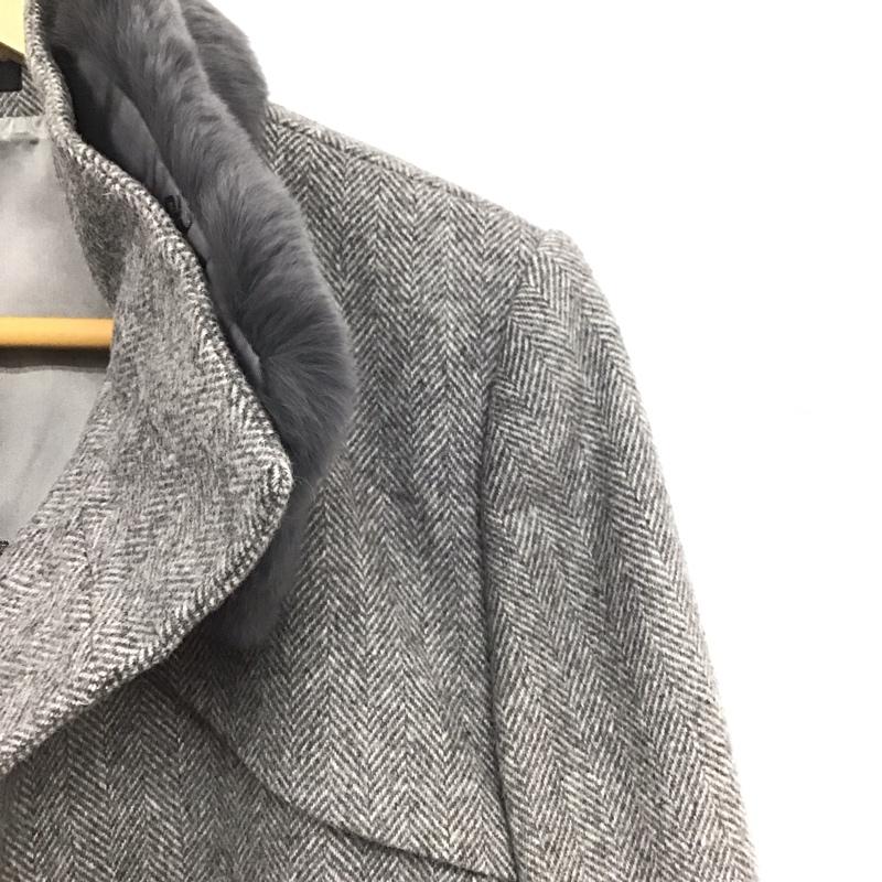 ダックス DAKS コート コート一般 ファー付き ロング丈 42 無地 灰 / グレー / レディース USED 古着 中古 10133755