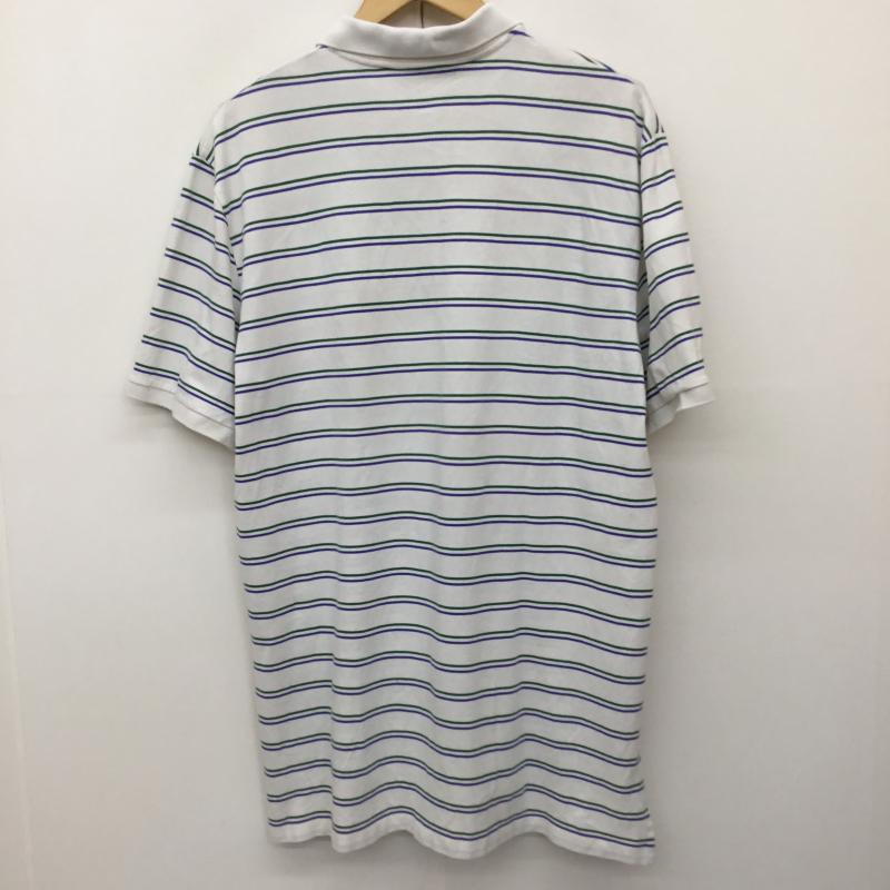 ポロゴルフラルフローレン POLOGOLF ポロシャツ 半袖 M ボーダー柄 白 / ホワイト / メンズ USED 古着 中古 10133531