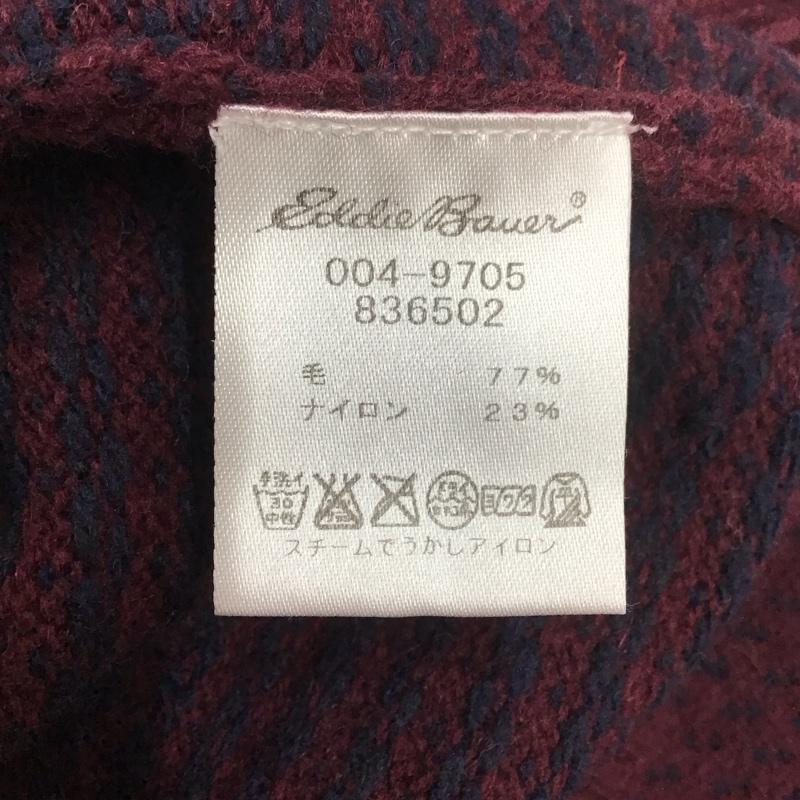 エディーバウアー Eddie Bauer カーディガン 長袖 長袖カーディガン 長袖カットソー ノーカラージャケット 前開カーディガン M 総柄 えんじ / ワインレッド / メンズ USED 古着 中古 10113239