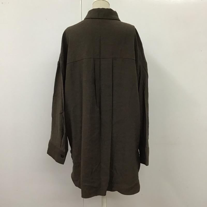 オペークドットクリップ OPAQUE.CLIP シャツ、ブラウス 長袖 637-82024 ドレープツイル リラクシーシャツジャケット L 無地 ダークブラウン / ダークブラウン / レディース USED 古着 中古 10117712