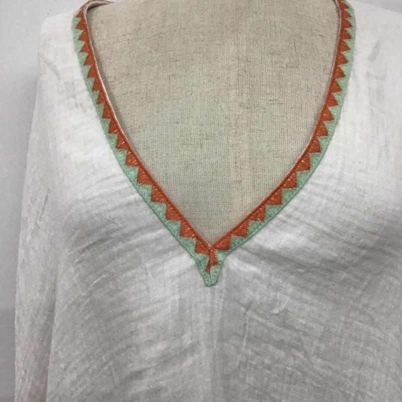 ザラ ZARA カットソー 長袖 4786 278 251 Vネック ガーゼ S 刺繍 白 / ホワイト /  レディース USED 古着 中古 10107157