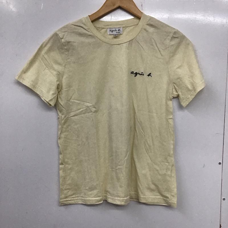 アニエス・ベー agnes b. Tシャツ 半袖 OF320051 クルーネック 4 ロゴ、文字 黄 / イエロー / レディース USED 古着 中古 10138969