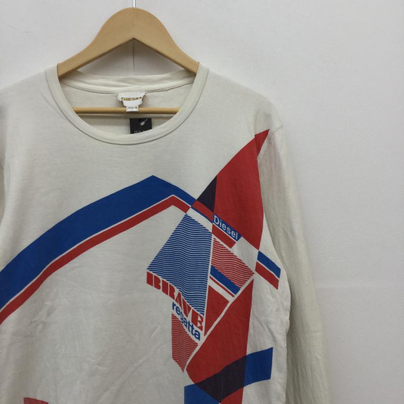 ディーゼル DIESEL Tシャツ 長袖 M ロゴ、文字 白 / ホワイト / X 青 / ブルー / X 赤 / レッド / メンズ USED 古着 中古 10034601