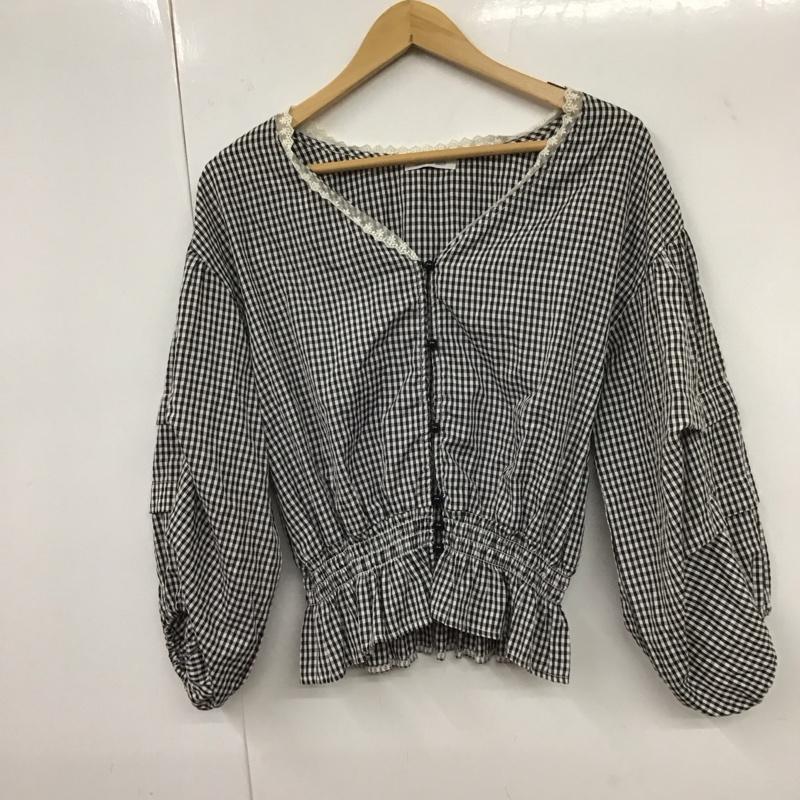 オリーブデオリーブ OLIVE des OLIVE シャツ、ブラウス 長袖 FREE チェック 白 / ホワイト / X 黒 / ブラック / レディース USED 古着 中古 10131835