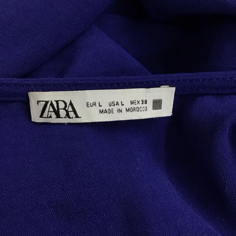 ザラ ZARA カットソー 半袖 半袖カットソー 半袖シャツ 無地シャツ L 無地 青 / ブルー / レディース USED 古着 中古 10125187