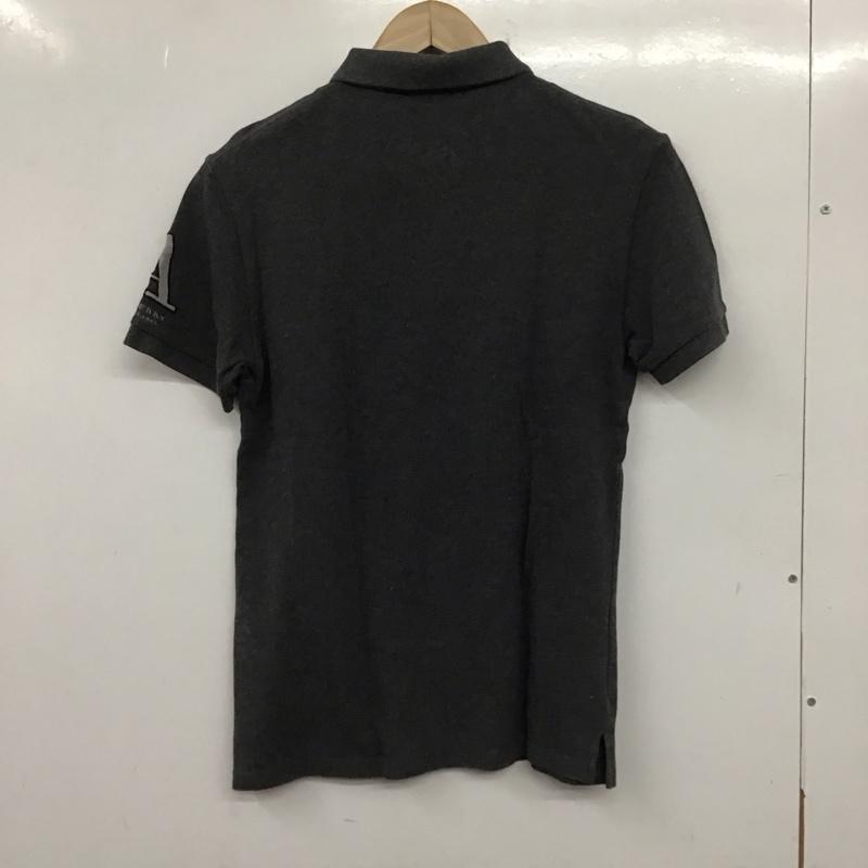 バーバリーブラックレーベル BURBERRY BLACK LABEL ポロシャツ 半袖 半袖ポロシャツ カラーシャツ 半袖カットソー 2 ロゴ、文字 灰 / グレー / メンズ USED 古着 中古 10138573