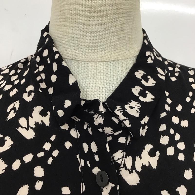 ザラ ZARA ワンピース ロングスカート 七分丈ロングワンピース シャツワンピース 前開きシャツロングワンピース XS ヒョウ柄・レオパード柄 白 / ホワイト / X 黒 / ブラック / レディース USED 古着 中古 10110454