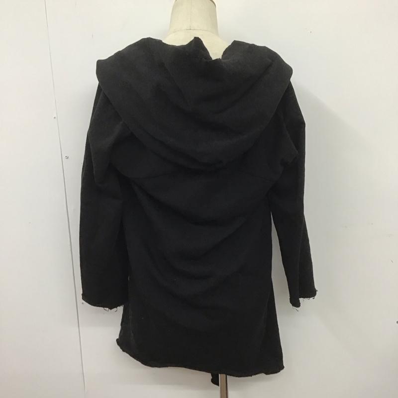 ザラメン ZARA MAN パーカー 長袖 スウェット カットオフ ロング丈 L 無地 黒 / ブラック / メンズ USED 古着 中古 10106789