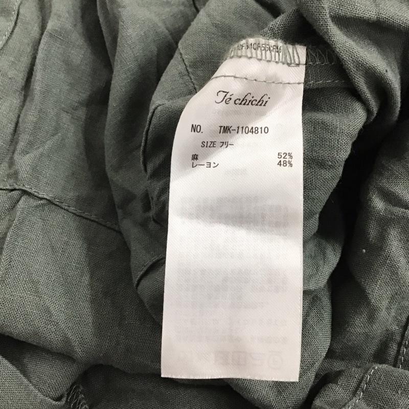 テチチ Techichi ワンピース ロングスカート 1104810 リネンレーヨン 七分袖 シャツワンピース FREE 無地 灰 / グレー / レディース USED 古着 中古 10146493