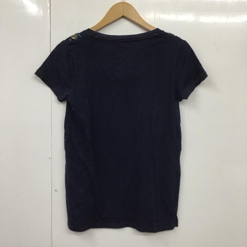 デシグアル Desigual カットソー 半袖 M67T24E4 クルーネック M 刺繍 紺 / ネイビー / レディース USED 古着 中古 10131095