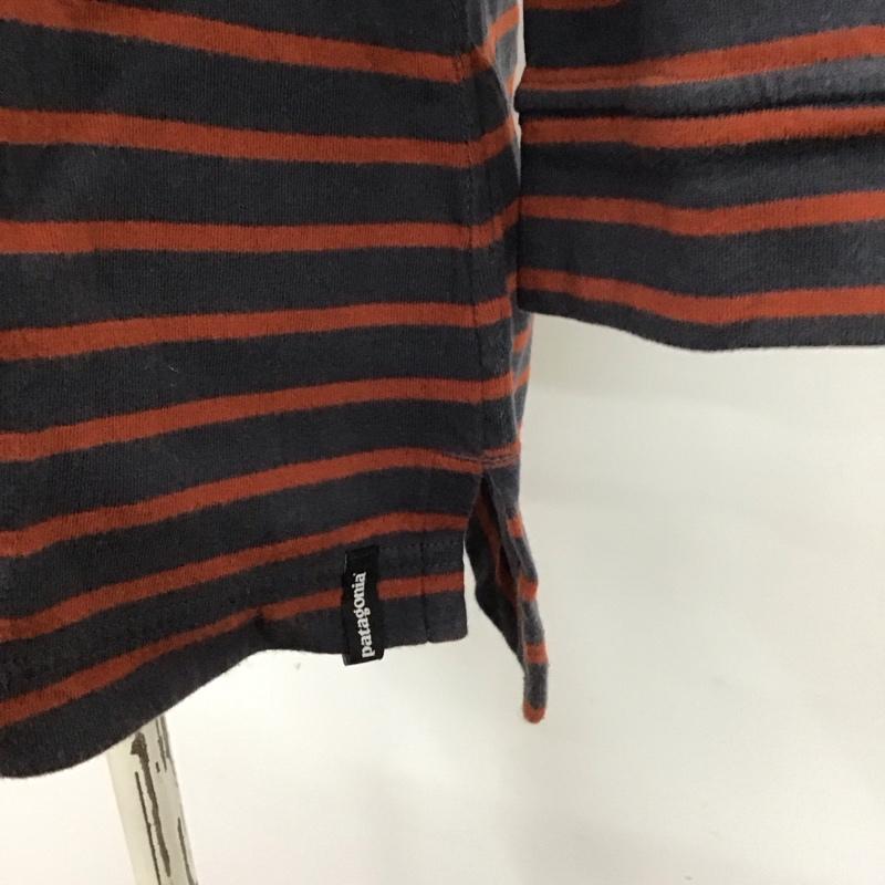 パタゴニア patagonia カットソー 七分袖 STY53775FA17 コットン M ボーダー柄 紺 / ネイビー / X 橙 / オレンジ / レディース USED 古着 中古 10122991