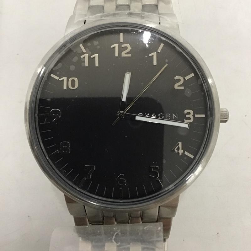 スカーゲン SKAGEN 腕時計 アナログ(クォーツ式) SKW6247 箱有 ロゴ、文字 銀 / シルバー / X 黒 / ブラック / メンズ USED 古着 中古 10134354