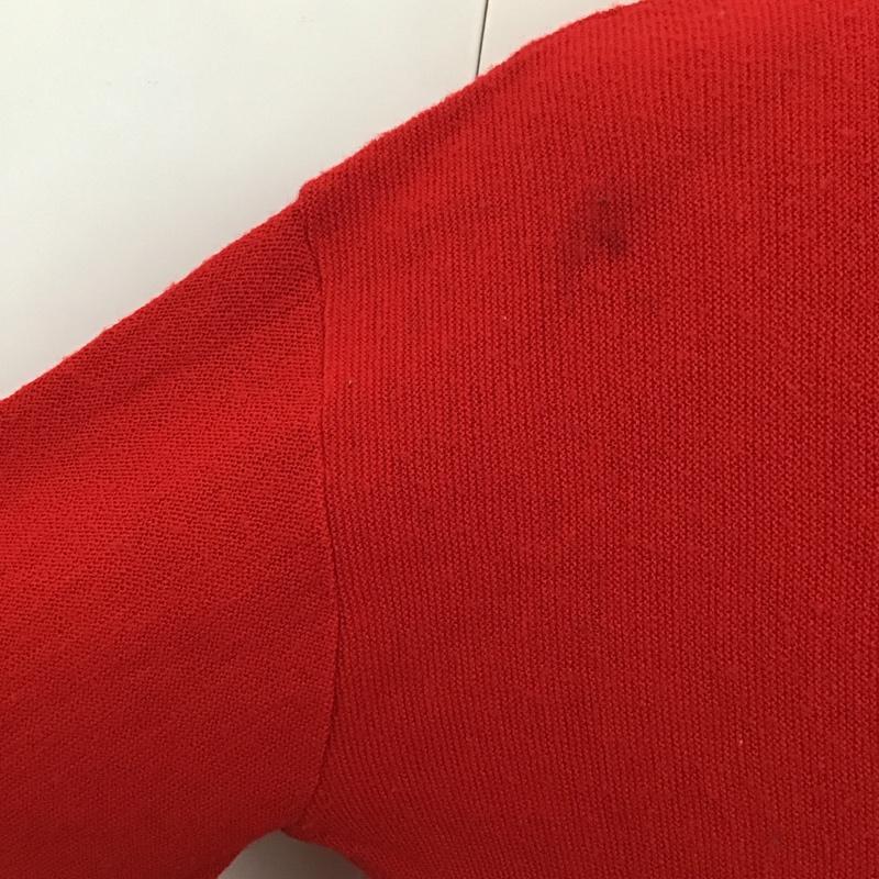 ラコステ LACOSTE カーディガン 長袖 80s USA製 アクリルニット カーディガン IZOD L ロゴ、文字 赤 / レッド / メンズ USED 古着 中古 10118295