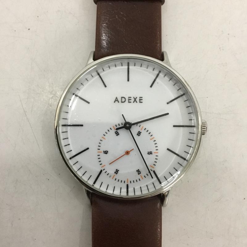 アデクス ADEXE 腕時計 アナログ(クォーツ式) 1868B-03 レザーベルト 箱有 ロゴ、文字 茶 / ブラウン / メンズ USED 古着 中古 10134935