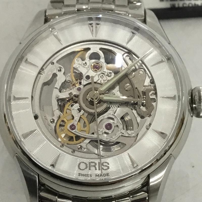 オリス ORIS 腕時計 アナログ(自動巻き) 7591-01 スケルトン 箱有 ロゴ、文字 銀 / シルバー / メンズ USED 古着 中古 10135046