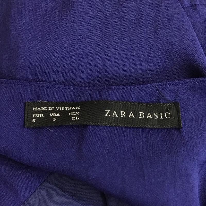 ザラベーシック ZARA BASIC カットソー 半袖 半袖カットソー 無地Tシャツ ジップアップネック S 無地 青 / ブルー / レディース USED 古着 中古 10117673