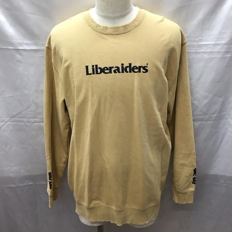 リベレイダース Liberaiders トレーナー 長袖 長袖トレーナー スウェット クルーネック リブスウェットカットソー L ロゴ、文字 ベージュ / ベージュ / メンズ USED 古着 中古 10114374