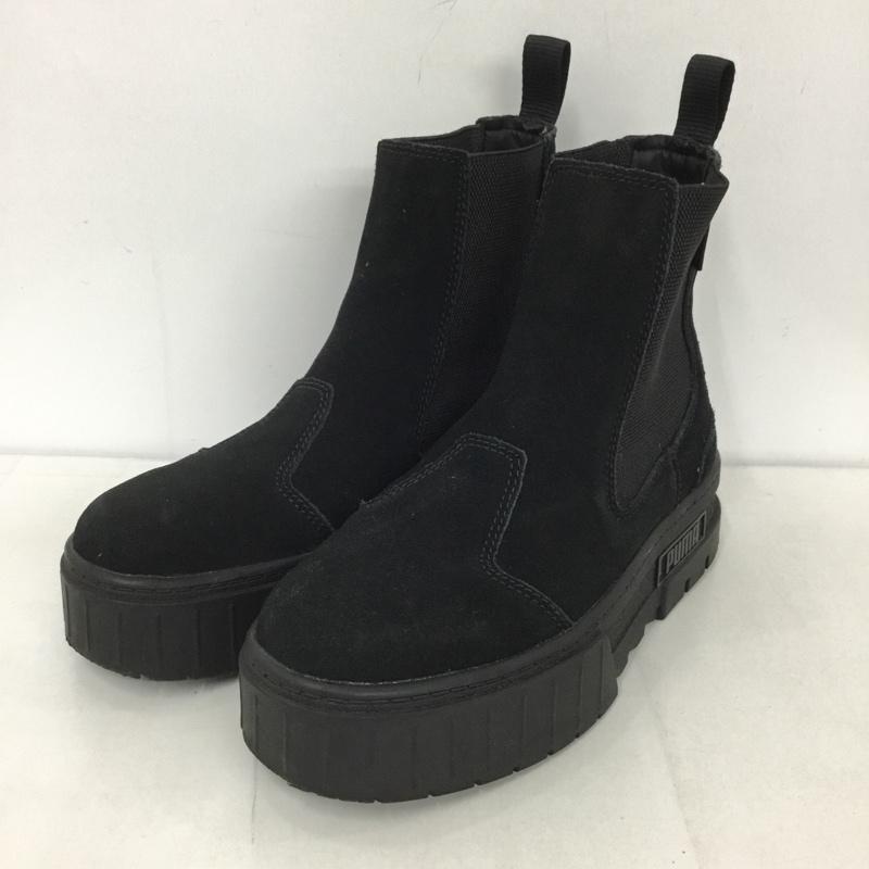 プーマ PUMA ブーツ ショートブーツ 382829-01 MAYZE CHELSEA SUEDE 厚底 23cm サイドゴアブーツ 23.0cm ロゴ、文字 黒 / ブラック / レディース USED 古着 中古 10127777