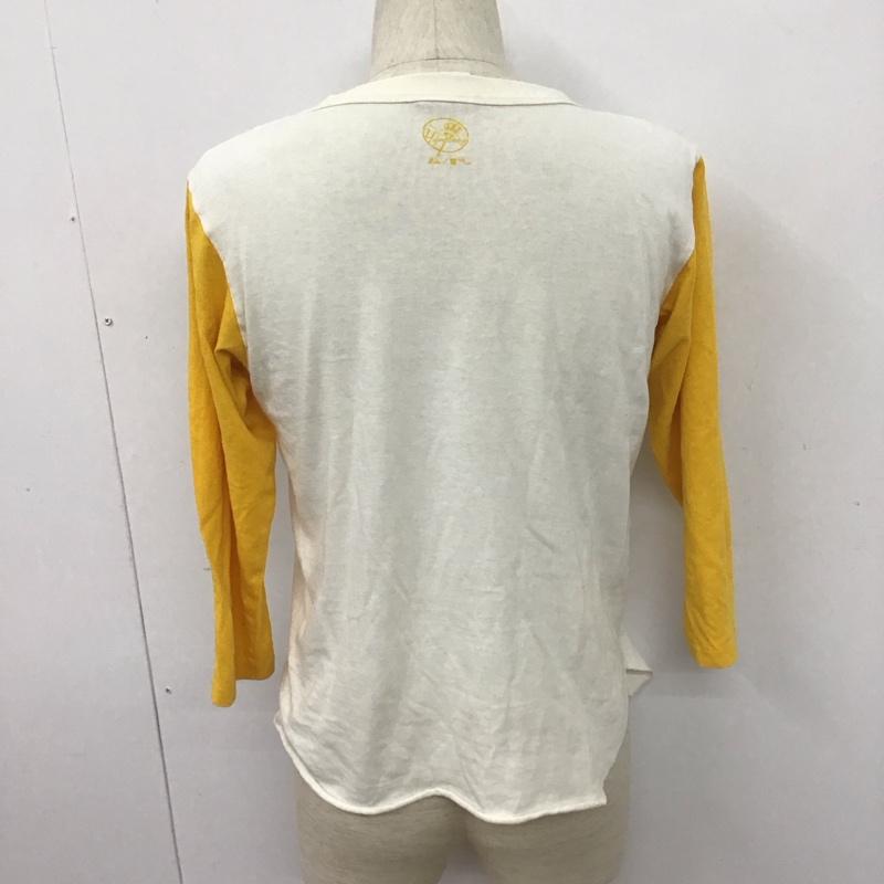 マジェスティック MAJESTIC カットソー 七分袖 ラグランTシャツ 七分丈 プリントTシャツ クルーネックカットソー プリント 白 / ホワイト / X 黄 / イエロー / メンズ USED 古着 中古 10106608