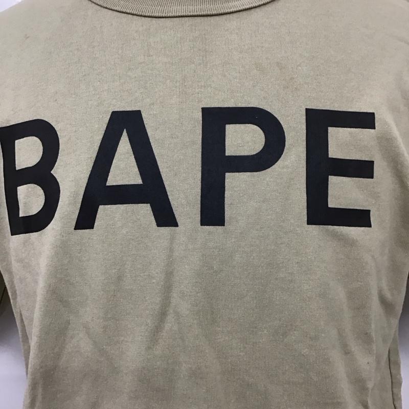 アベイシングエイプ A BATHING APE Tシャツ 半袖 半袖カットソー プリントTシャツ クルーネックカットソー L ロゴ、文字 ベージュ / ベージュ /  メンズ USED 古着 中古 10112708