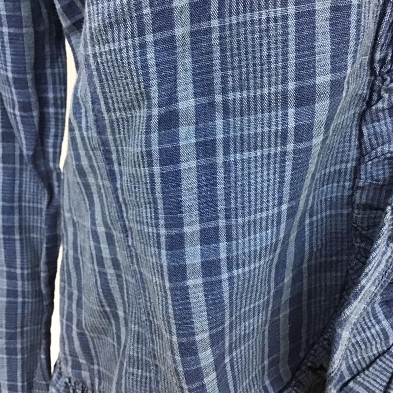 ラルフローレン RALPHLAUREN シャツ、ブラウス 長袖 フリル コットン リネン S チェック 青 / ブルー / レディース USED 古着 中古 10114757