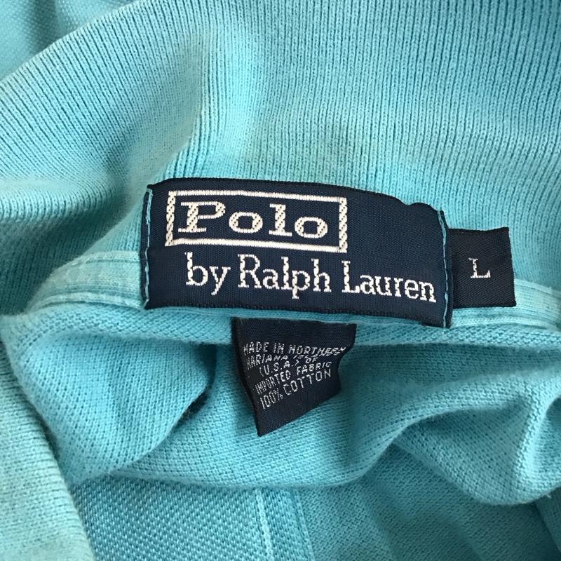 ポロバイラルフローレン Polo by RALPH LAUREN ポロシャツ 半袖 半袖ポロシャツ カラーシャツ 半袖カットソー L ロゴ、文字 水色 / ライトブルー /  メンズ USED 古着 中古 10112148