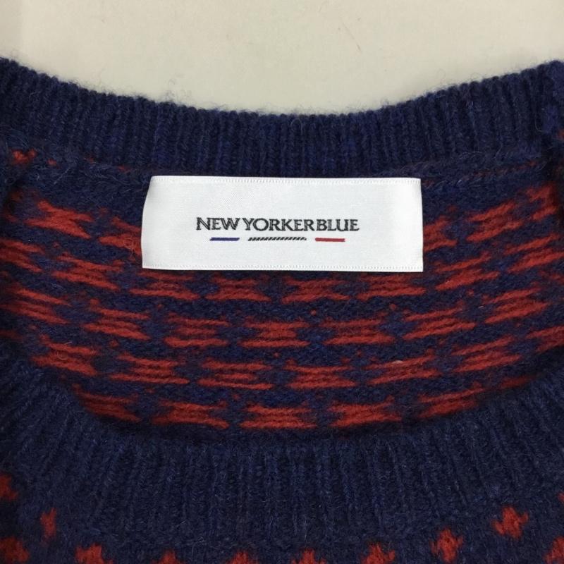 ニューヨーカー ブルー NEWYORKER BLUE ニット、セーター 長袖 長袖ニットカットソー ニット セーター クルーネックニット L 総柄 マルチカラー / マルチカラー /  メンズ USED 古着 中古 10113317
