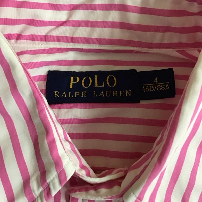 ポロラルフローレン POLO RALPH LAUREN シャツ、ブラウス 長袖 211525038005 ストライプ 4 ワンポイント 白 / ホワイト / X 桃 / ピンク / レディース USED 古着 中古 10114441