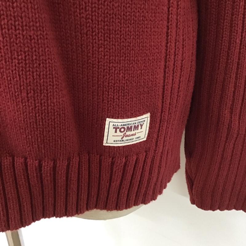 トミー ジーンズ TOMMY JEANS ニット、セーター 長袖 XL 無地 えんじ / ワインレッド / メンズ USED 古着 中古 10108014