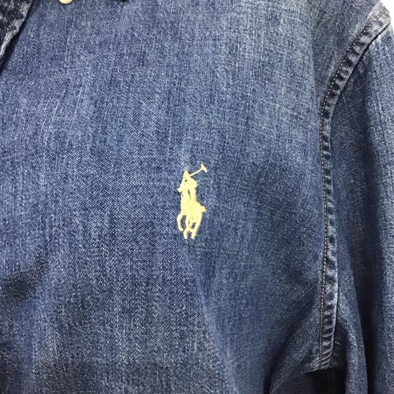 ラルフローレン RALPHLAUREN ワンピース ロングスカート デニムシャツワンピース 前開きシャツワンピース ロングワンピース L ロゴ、文字 インディゴ / インディゴ / レディース USED 古着 中古 10120934