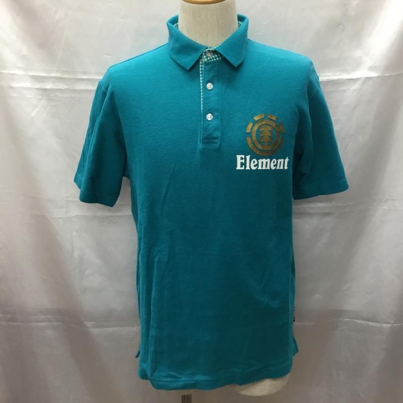 エレメント ELEMENT ポロシャツ 半袖 M 無地 X プリント 水色 / ライトブルー / メンズ USED 古着 中古 10108978