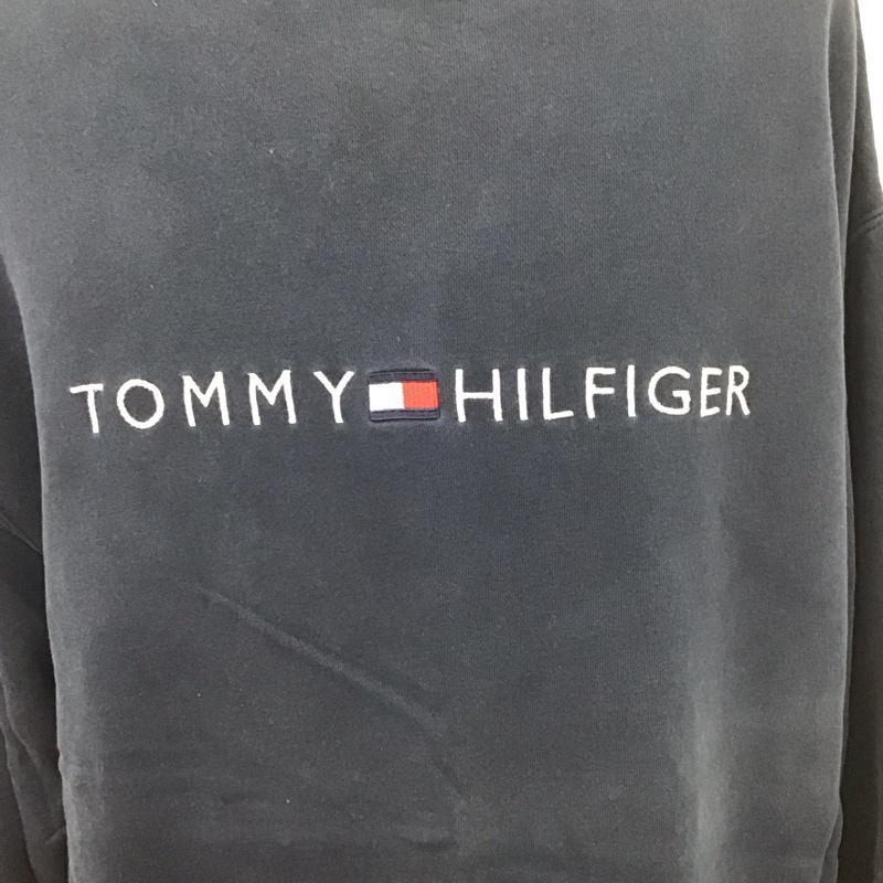 トミーヒルフィガー TOMMY HILFIGER トレーナー 長袖 スウェット 裏起毛 L ロゴ、文字 紺 / ネイビー / メンズ USED 古着 中古 10110961