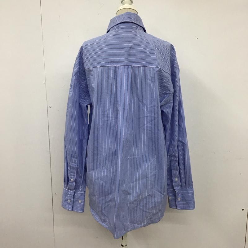 ザラ ZARA シャツ、ブラウス 長袖 7385 186 400 オーバーサイズ XS ストライプ 青 / ブルー / X 白 / ホワイト / レディース USED 古着 中古 10122675