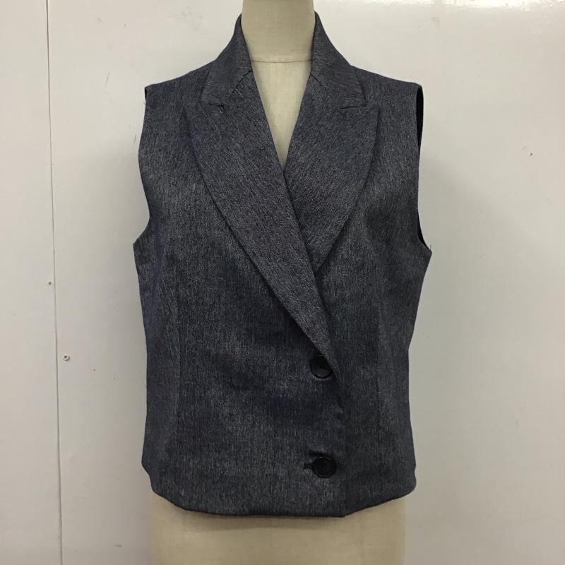 ザラ ZARA ベスト ベスト 2114 847 405 襟付き ヘリンボーン S 無地 紺 / ネイビー / レディース USED 古着 中古 10116705