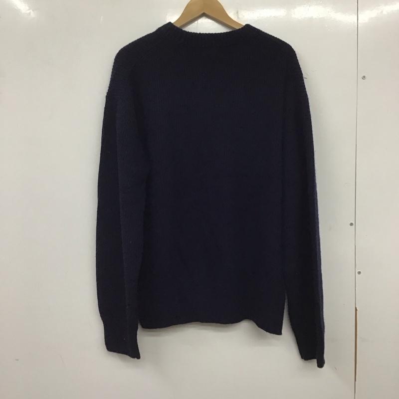 メゾンキツネ MAISON KITSUNE ニット、セーター 長袖 長袖ニットカットソー クルーネック セーター M ロゴ、文字 紺 / ネイビー / メンズ USED 古着 中古 10137737