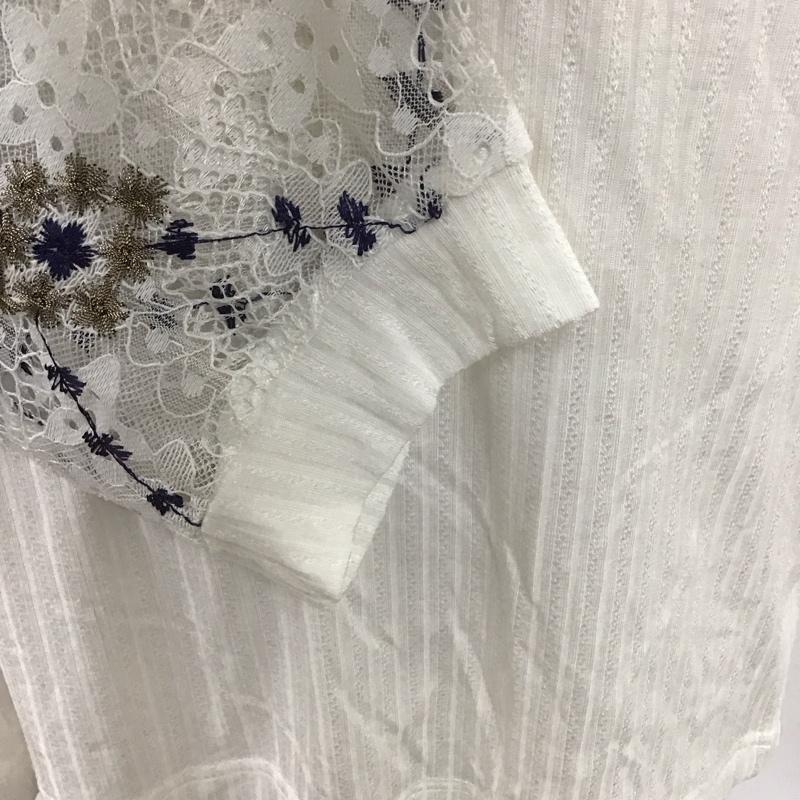 アビトーキョー ABITOKYO カットソー 七分袖 A02B3234AB 七分袖レースドッキングリブカットTシャツ タグ付き L レース柄 白 / ホワイト / レディース USED 古着 中古 10112135