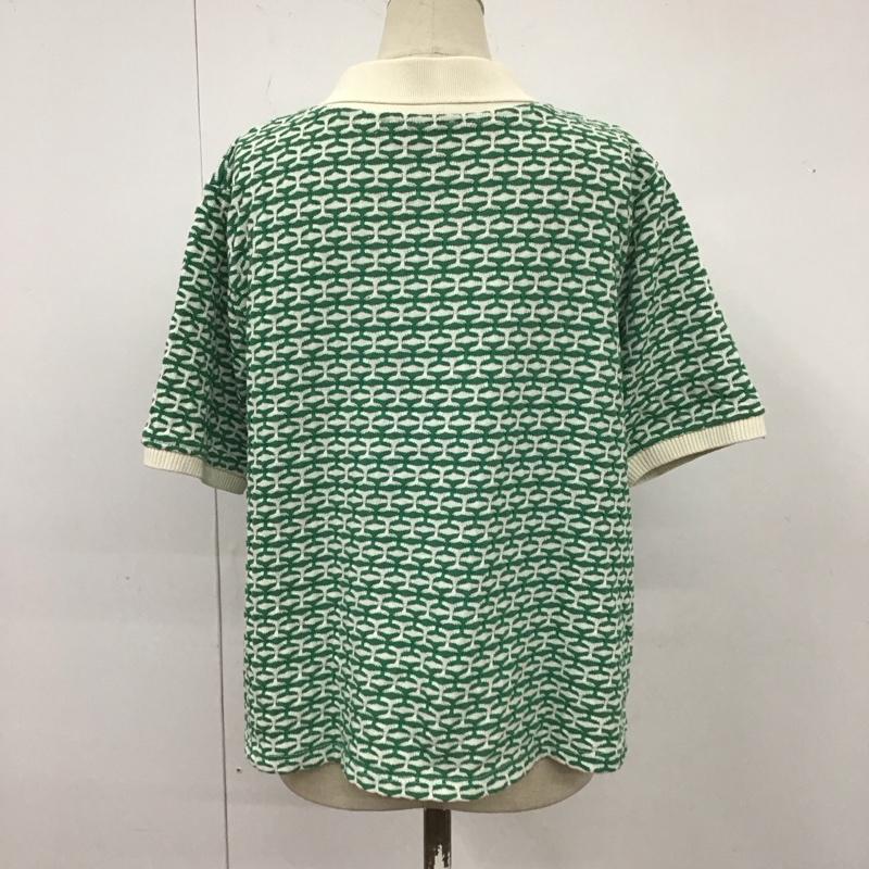 ザラ ZARA カットソー 半袖 半袖カットソー ポロシャツ カラーシャツ カジュアルシャツ L 総柄 白 / ホワイト / X 緑 / グリーン / レディース USED 古着 中古 10110843