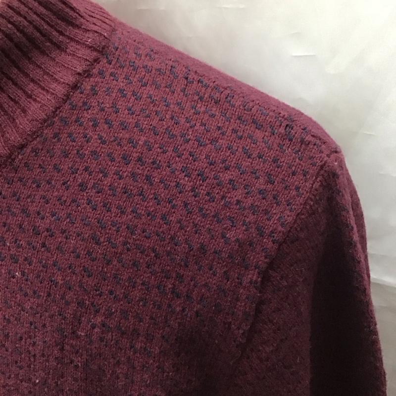 エディーバウアー Eddie Bauer カーディガン 長袖 長袖カーディガン 長袖カットソー ノーカラージャケット 前開カーディガン M 総柄 えんじ / ワインレッド / メンズ USED 古着 中古 10113239