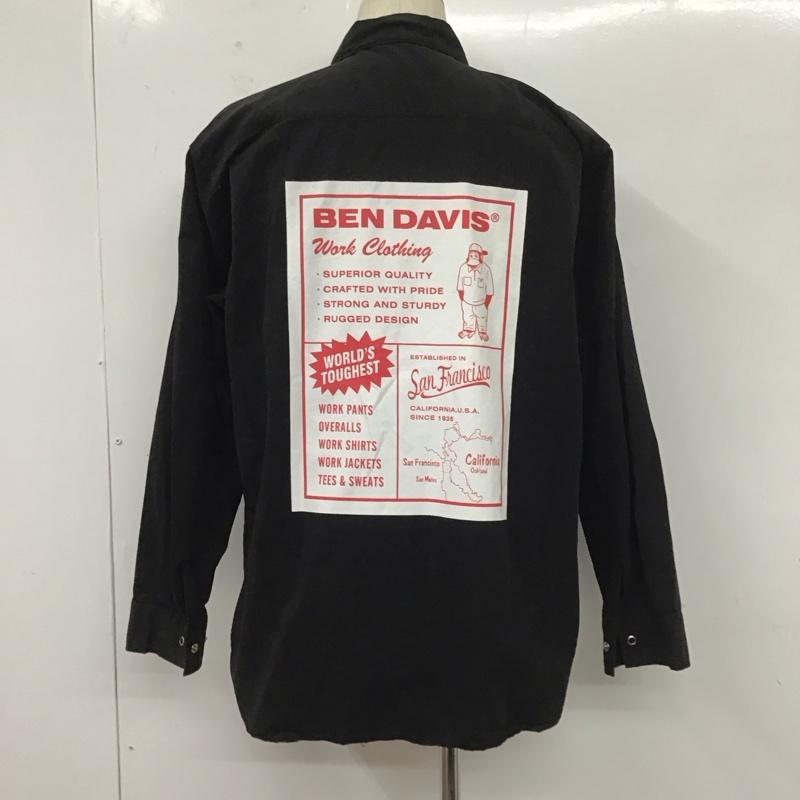 ベンデイビス BEN DAVIS シャツ、ブラウス 長袖 長袖シャツ カラーシャツ ポケットシャツ 長袖カットソー M ロゴ、文字 黒 / ブラック /  メンズ USED 古着 中古 10110729