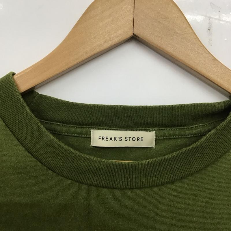 フリークスストア FREAK S STORE Tシャツ 半袖 半袖カットソー プリントTシャツ クルーネックカットソー L ロゴ、文字 カーキ / カーキ / メンズ USED 古着 中古 10138444