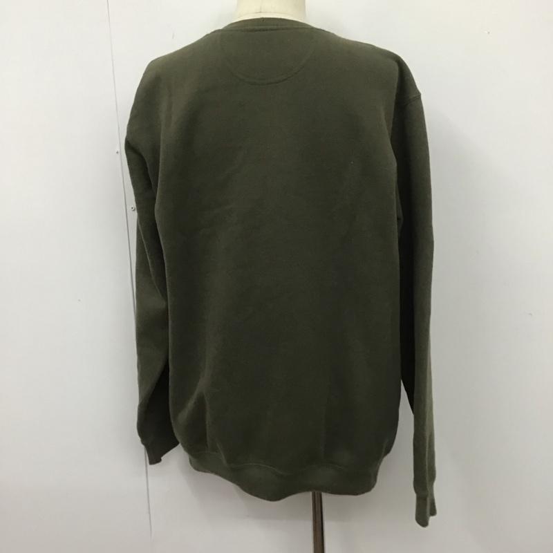 カーハート Carhartt トレーナー 長袖 長袖トレーナー スウェット クルーネック リブスウェットカットソー M ロゴ、文字 カーキ / カーキ / メンズ USED 古着 中古 10107687