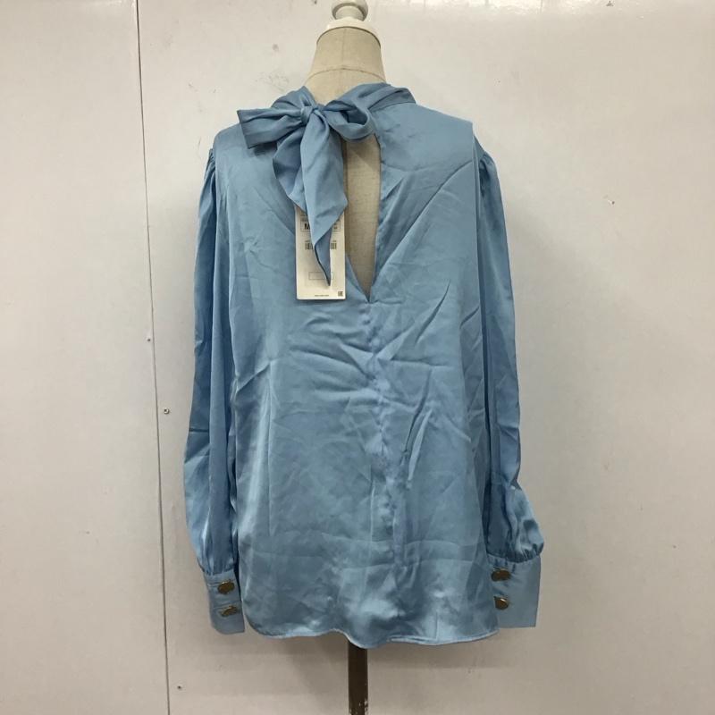ザラ ZARA シャツ、ブラウス 長袖 2492 056 406 タグ付き ボウタイ付き プルオーバー M 無地 水色 / ライトブルー / レディース USED 古着 中古 10112650