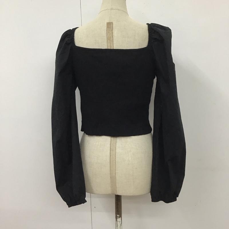 ザラ ZARA カットソー 長袖 長袖カットソー スクエアネック 前開きカットソー L 無地 黒 / ブラック /  レディース USED 古着 中古 10113261