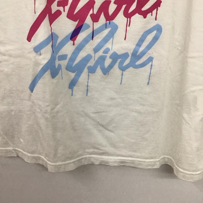 エックスガール X-girl Tシャツ 半袖 半袖カットソー プリントTシャツ クルーネックカットソー 2 プリント 白 / ホワイト / レディース USED 古着 中古 10135796